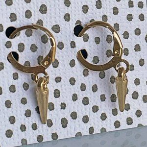 ⭐ ➡️ 5 for $25 ⬅️ ⭐   Tiny Gold-Tone Spike Earrings on Hugger Earwires